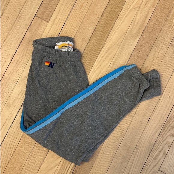 Aviator Nation Gray Track Joggers & Zip Hoodie with Blue Stripe Accents - Picture 2 of 8